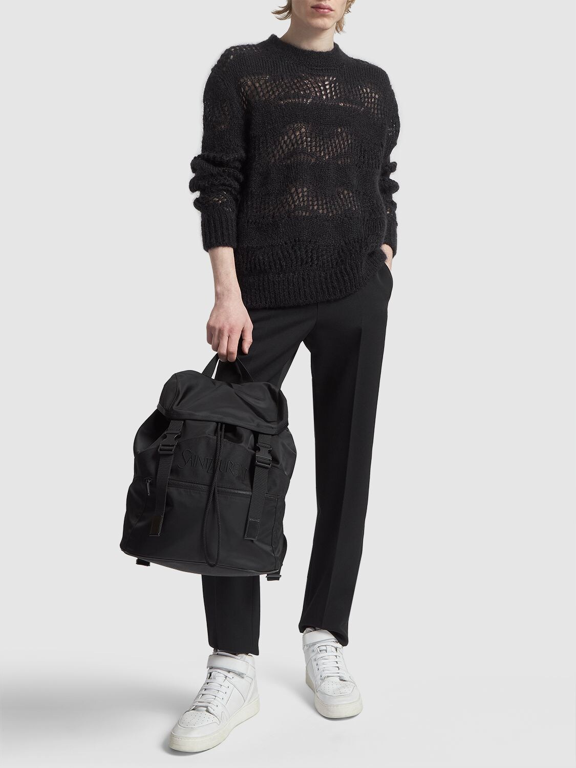 Shop Saint Laurent Econyl Backpack In Black