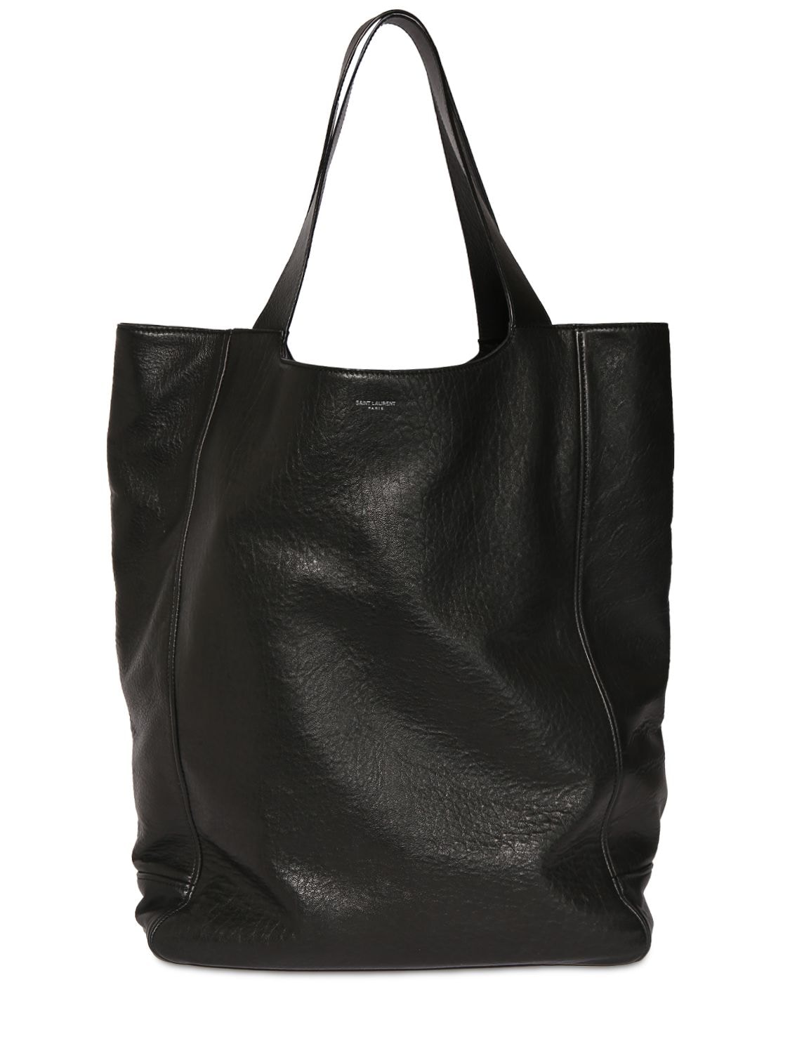 Saint Laurent Maxi  Leather Tote Bag In Black