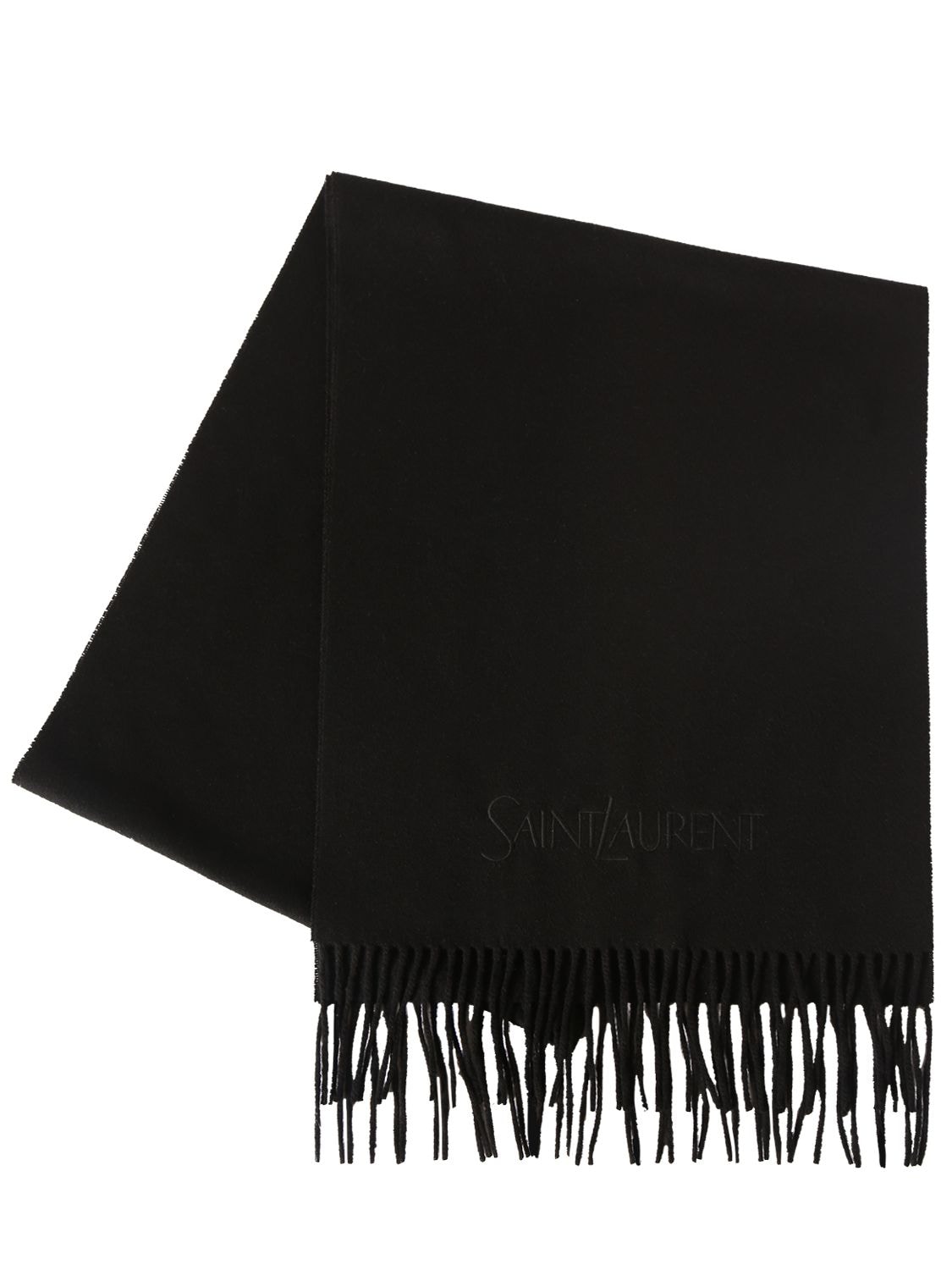 Shop Saint Laurent Embroidered Cashmere Scarf In Black