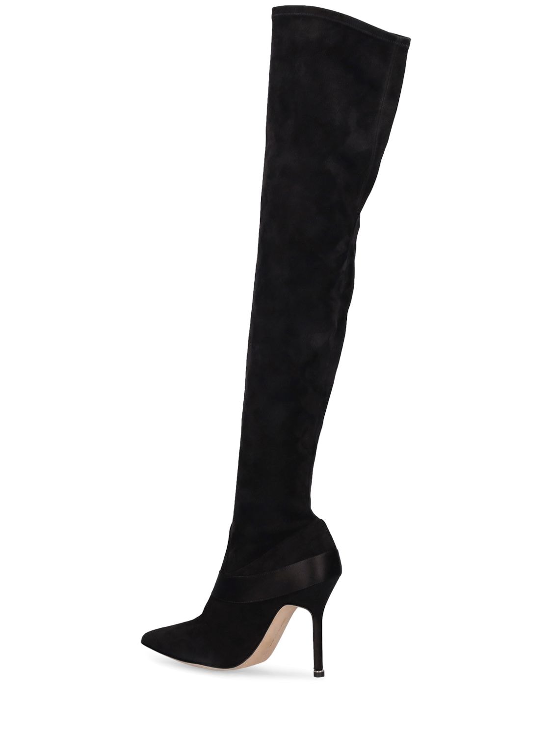 Shop Manolo Blahnik 105mm Plininanuthi Suede High Boots In Black