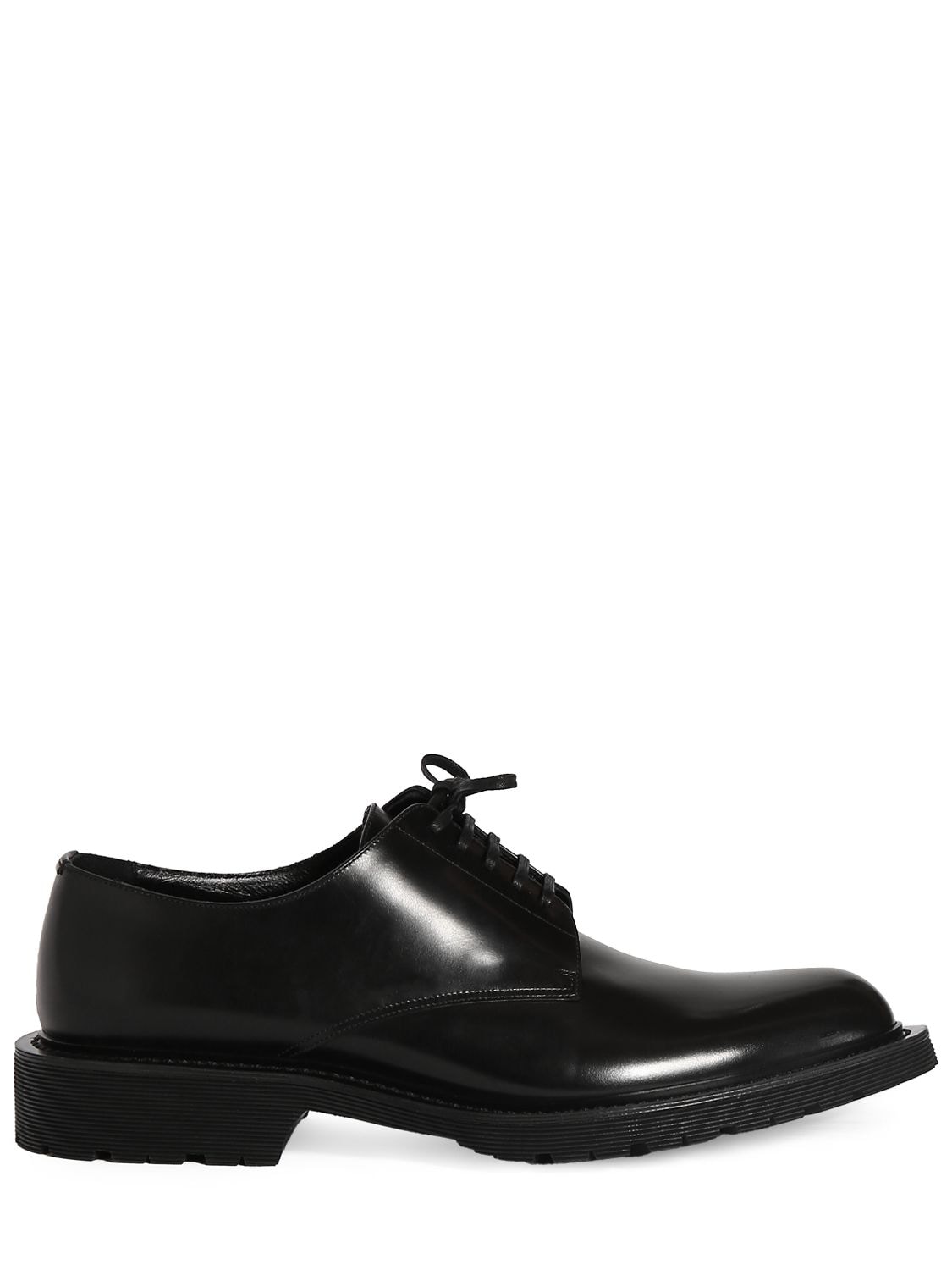 Saint Laurent Men's Army 10 Patent Leather Derby Shoes In Black