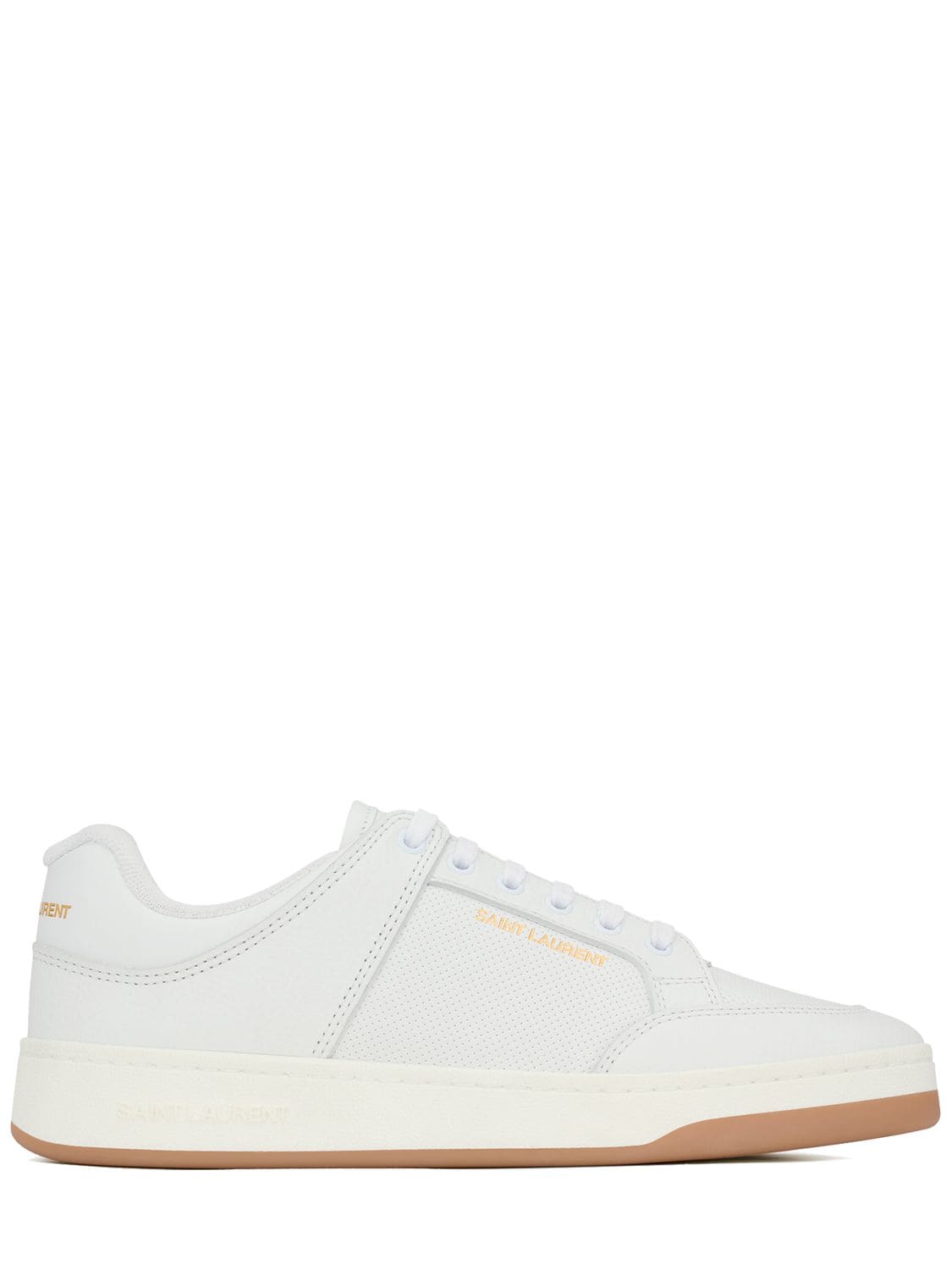 Shop Saint Laurent Sl/61 Low Top Leather Sneakers In Optic White