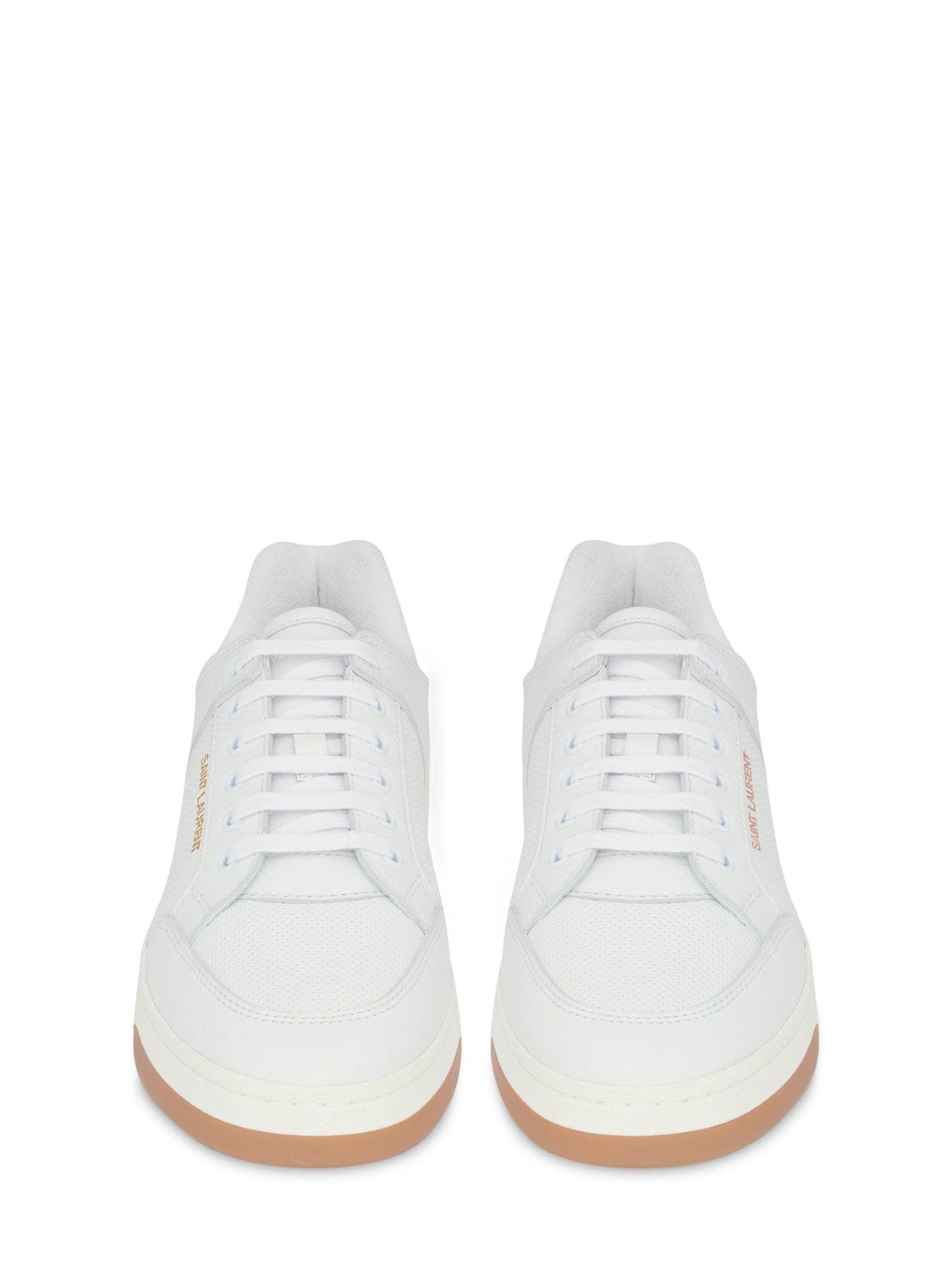 Shop Saint Laurent Sl/61 Low Top Leather Sneakers In Optic White