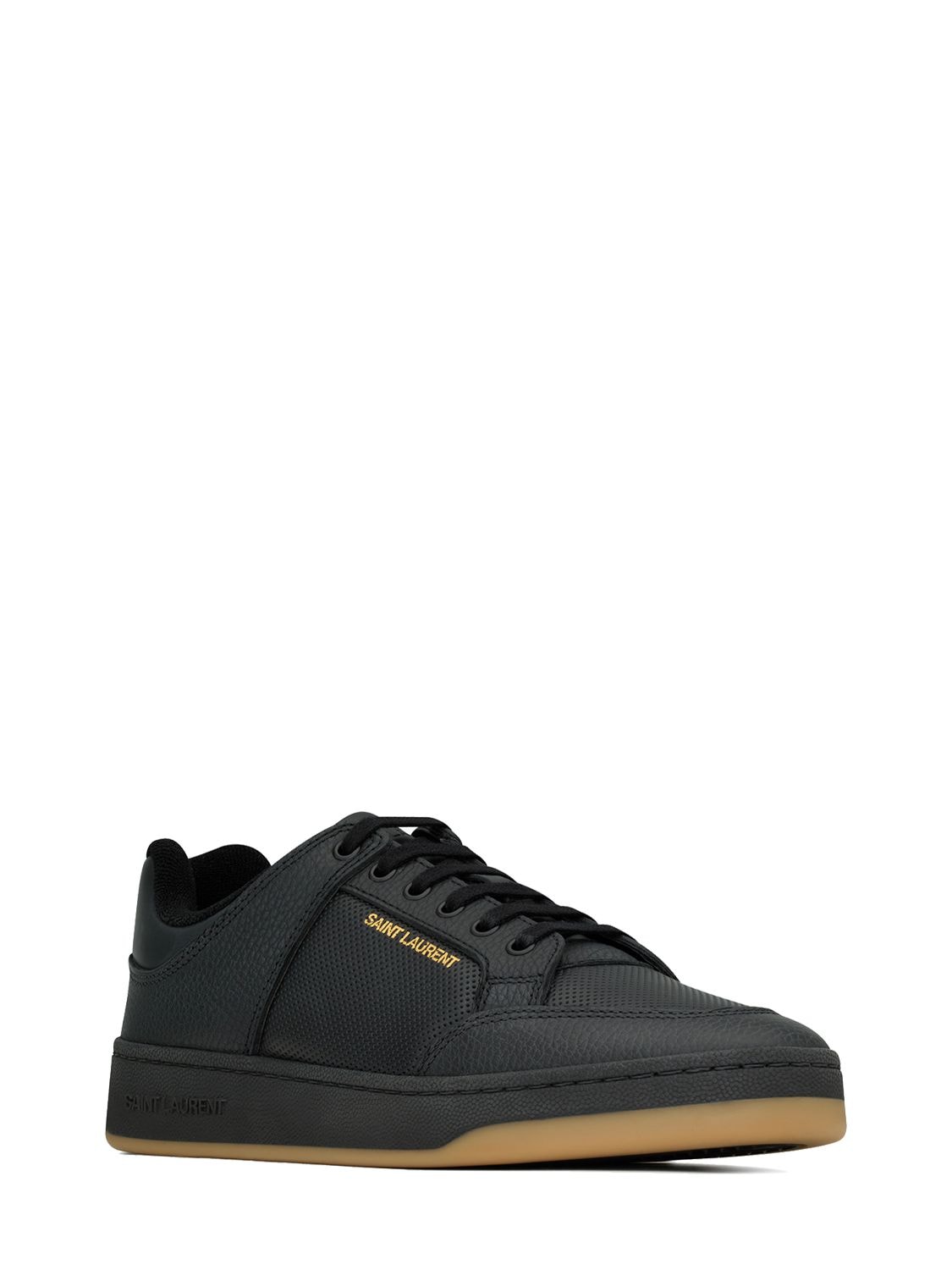 Shop Saint Laurent Sl/61 Low Top Leather Sneakers In Black