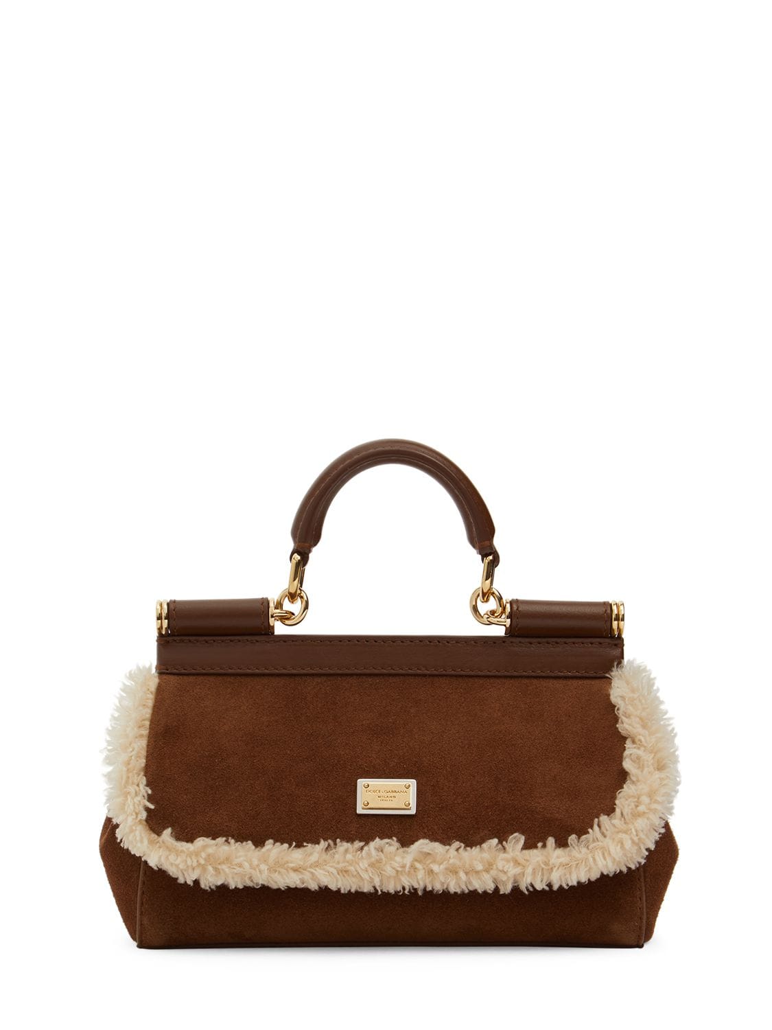 Dolce & Gabbana Small Elongated Sicily Suede Bag In Brown