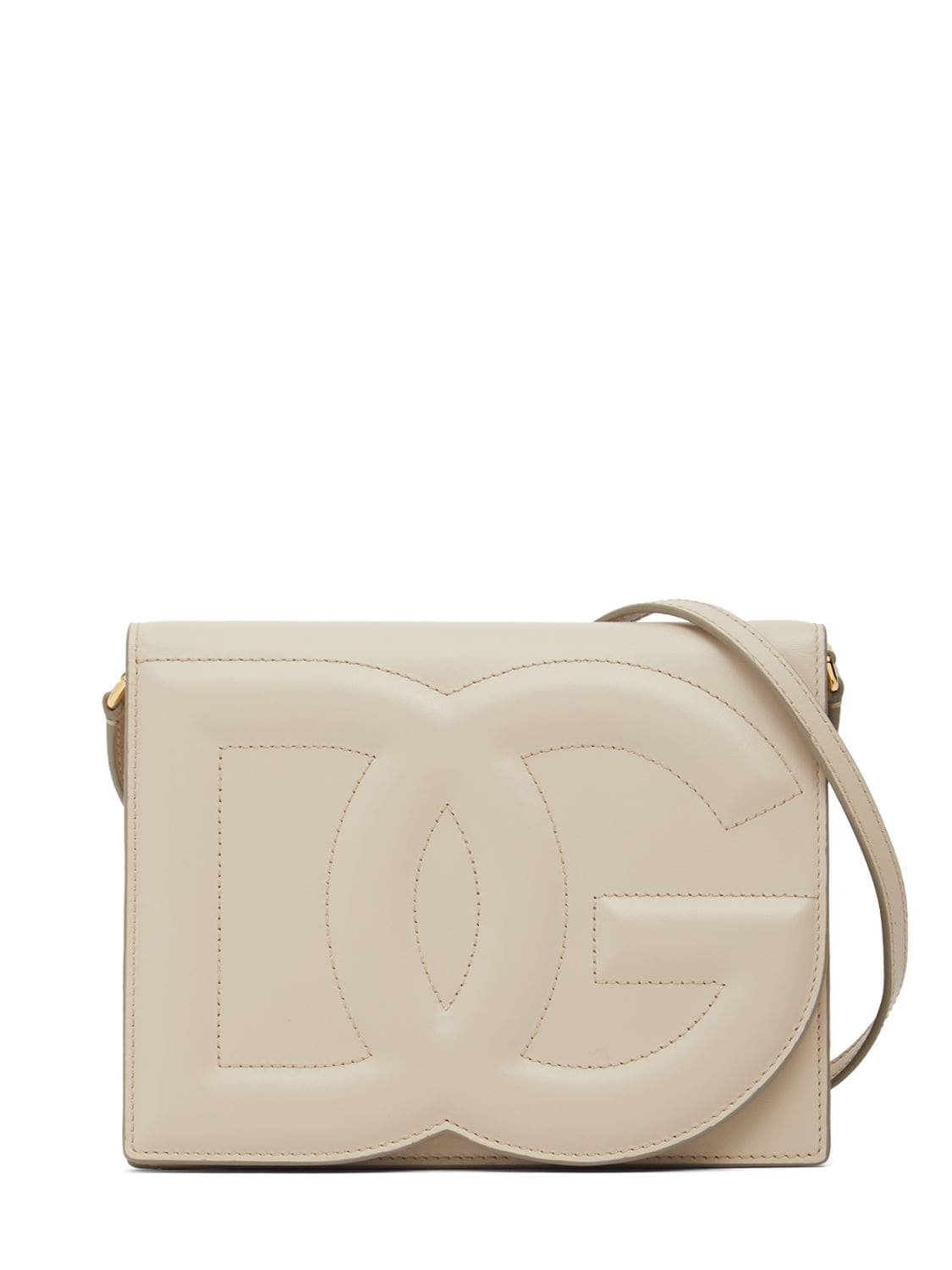 Dolce & Gabbana Logo Leather Shoulder Bag In Ivory