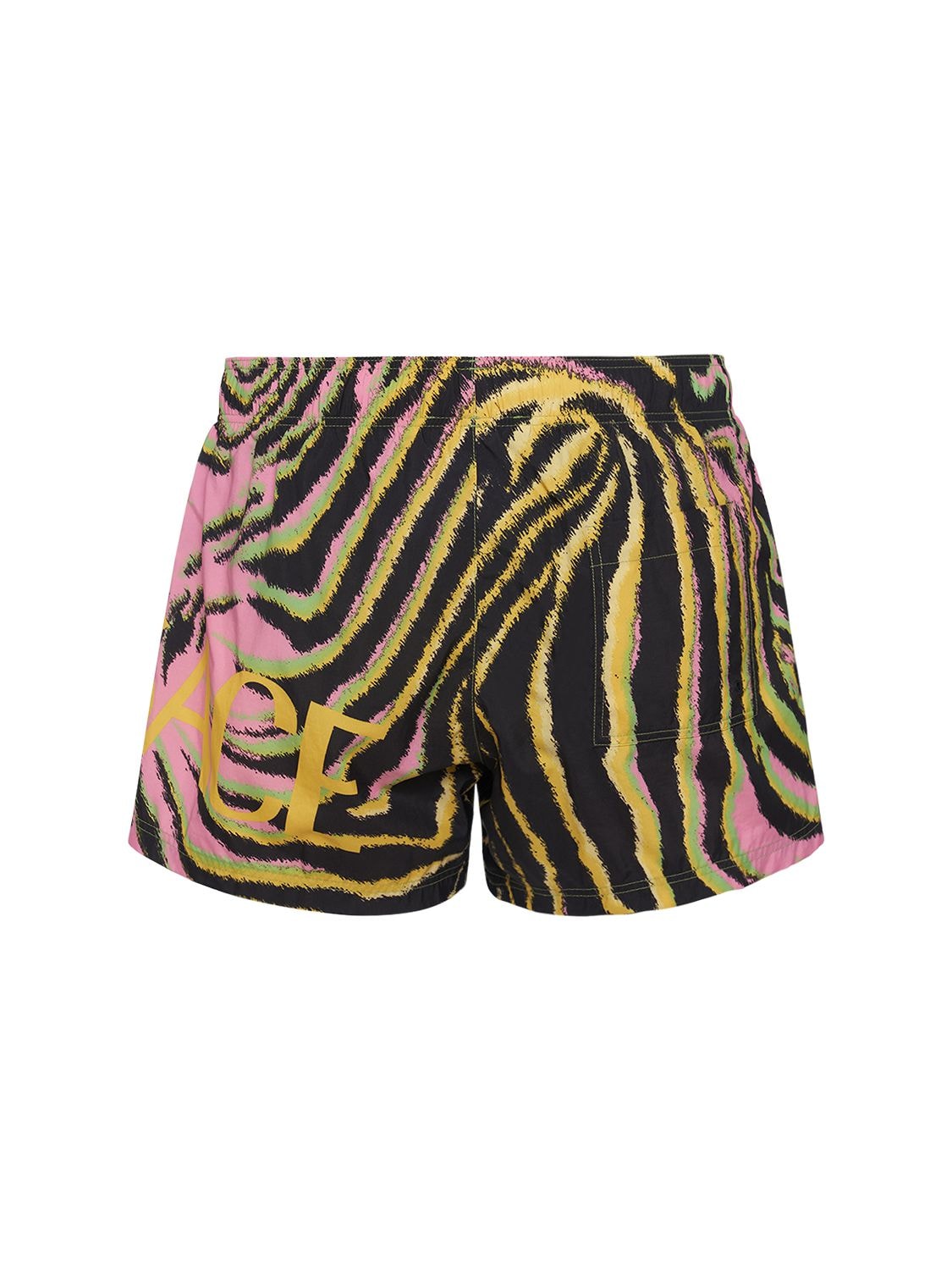 Shop Versace Logo Printed Nylon Swim Shorts In Multicolor