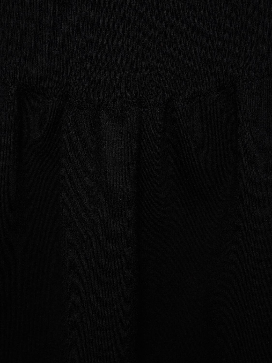 Shop Chloé Rib Knit Compact Wool Blend Midi Dress In Black