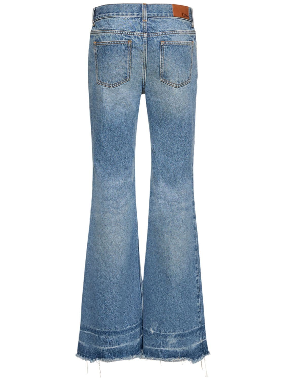 Shop Chloé Low Rise Flared Denim Jeans In Blue