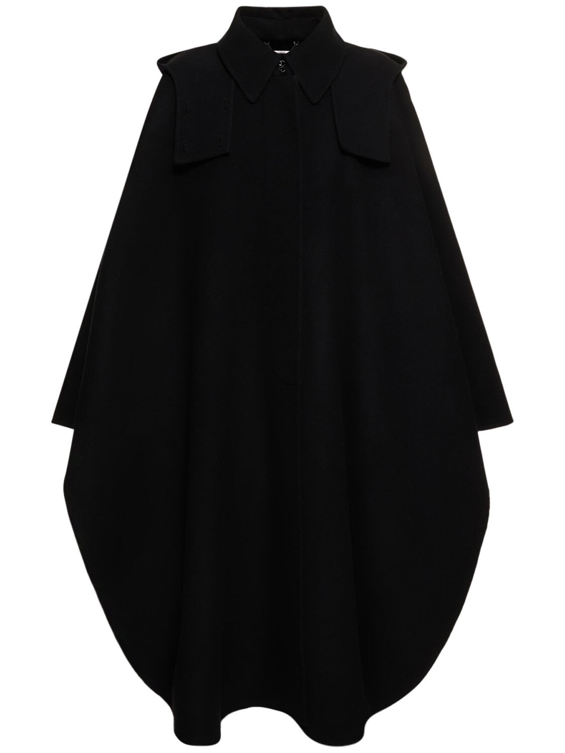 Chloé Hooded Cape Coat Black Size Xs/s 70% Wool, 30% Cashmere, Horn Bubalus Bubalis, Farmed, Coo India In Black