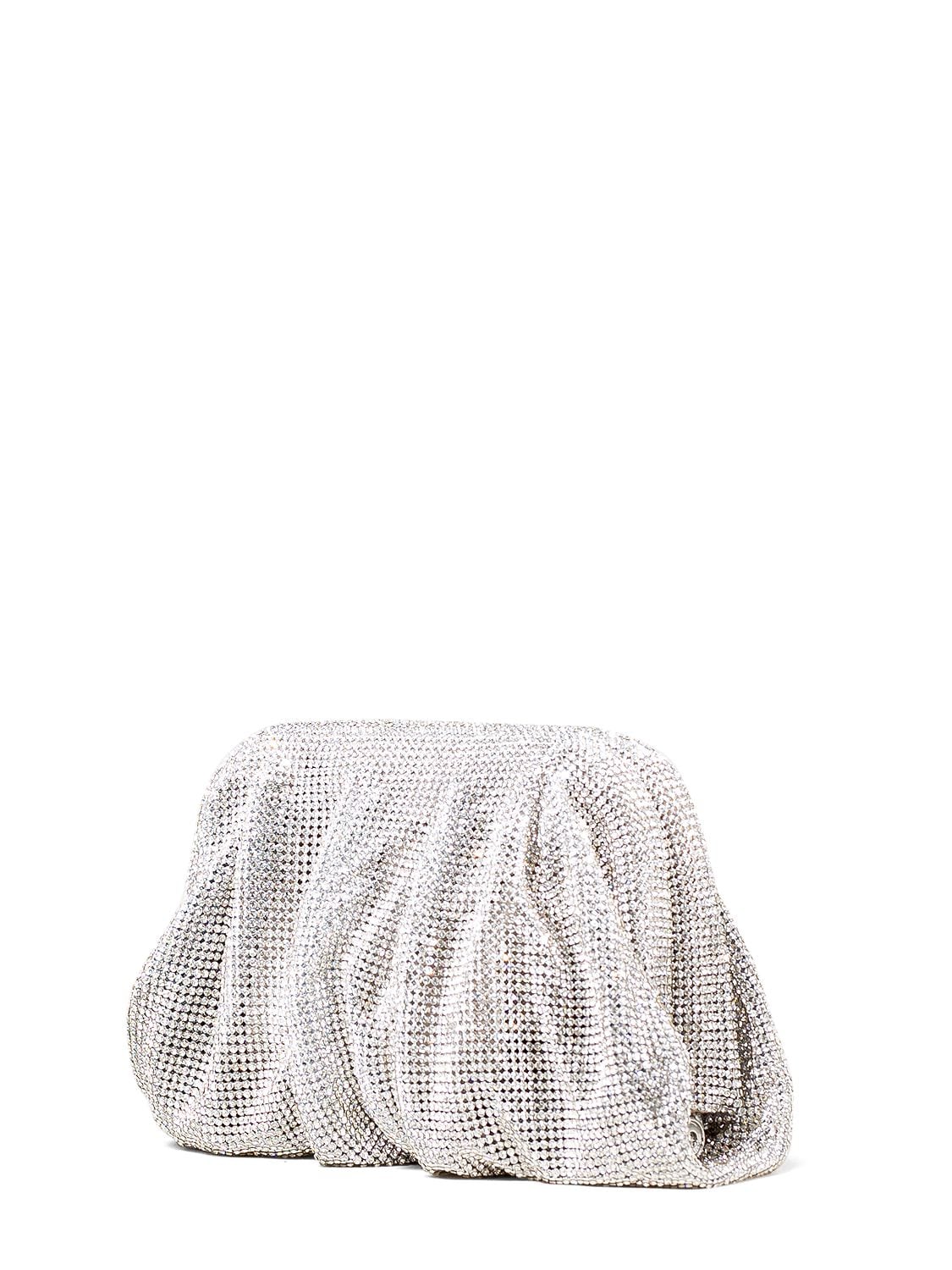 Shop Benedetta Bruzziches Venus La Petite Rhinestone Mesh Clutch In Crystalonsilver