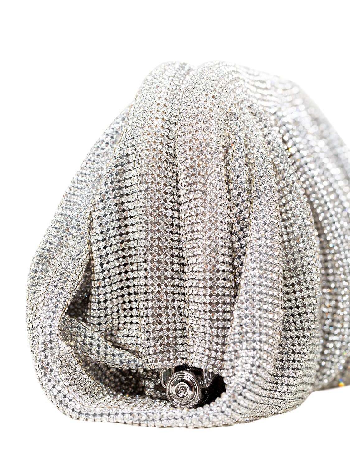 Shop Benedetta Bruzziches Venus La Petite Rhinestone Mesh Clutch In Crystalonsilver