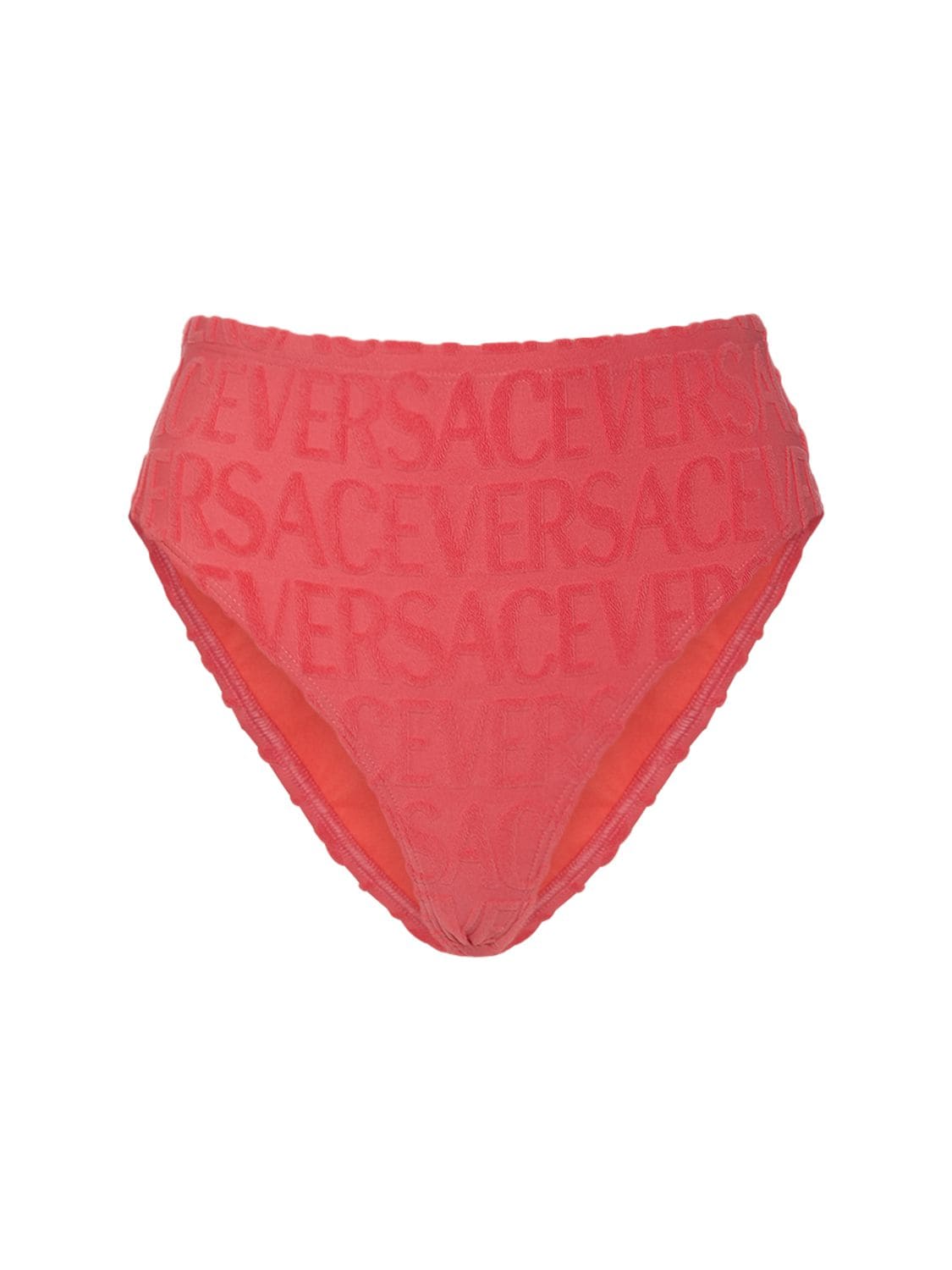 Versace Terry Logo Jacquard Bikini Bottoms In Pink