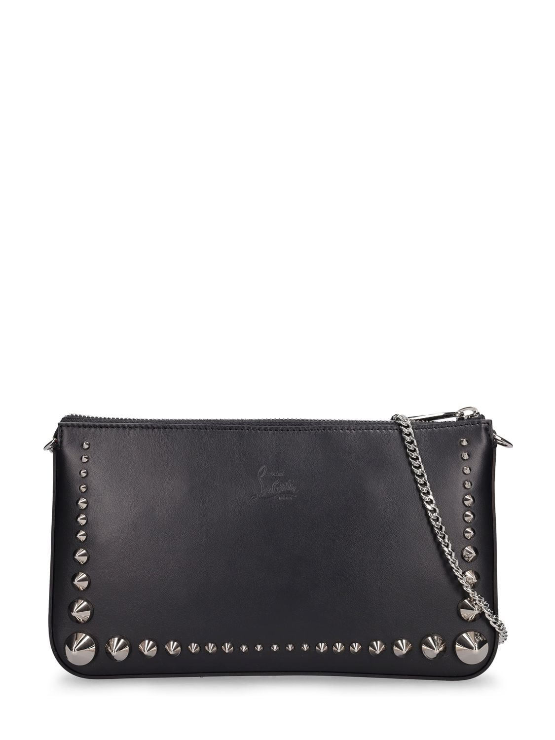 Christian Louboutin Mini Loubila Paris Leather Bag In Black,black,sil