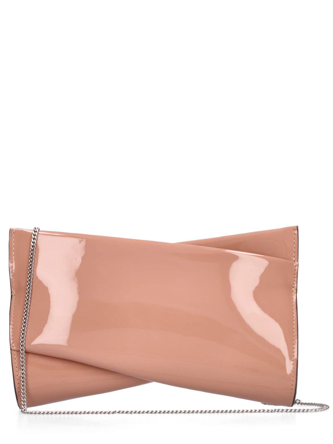 Shop Christian Louboutin Small Loubitwist Patent Clutch In Nude