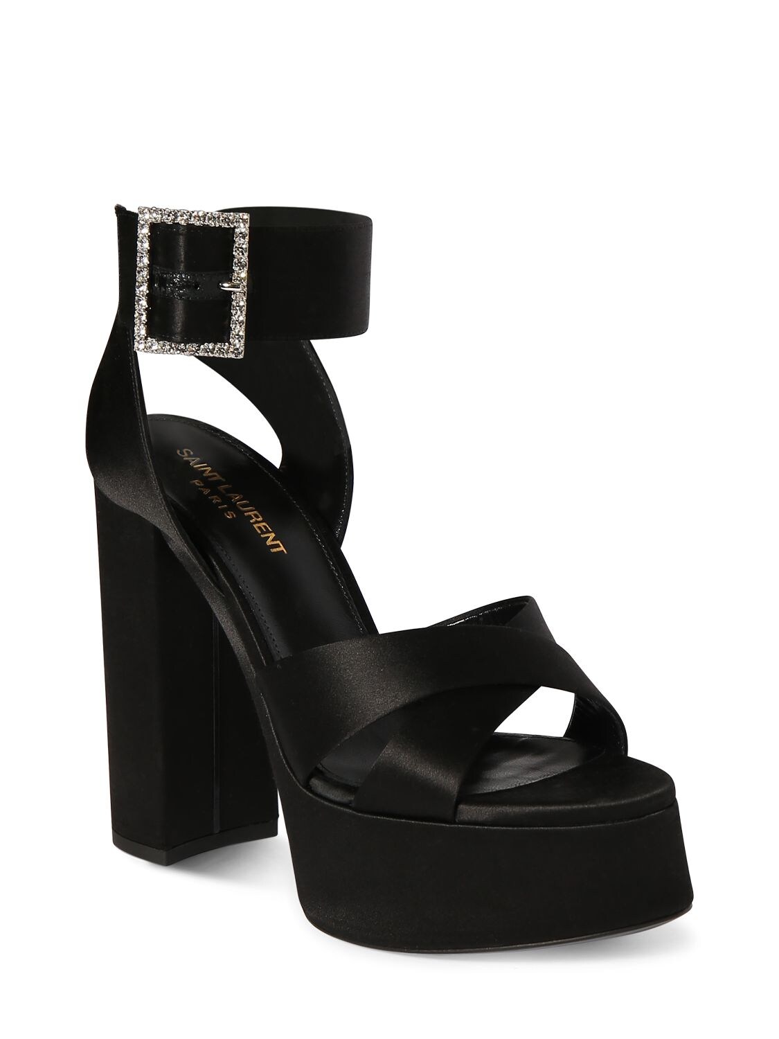 Shop Saint Laurent 85mm Bianca Viscose Blend Sandals In Black