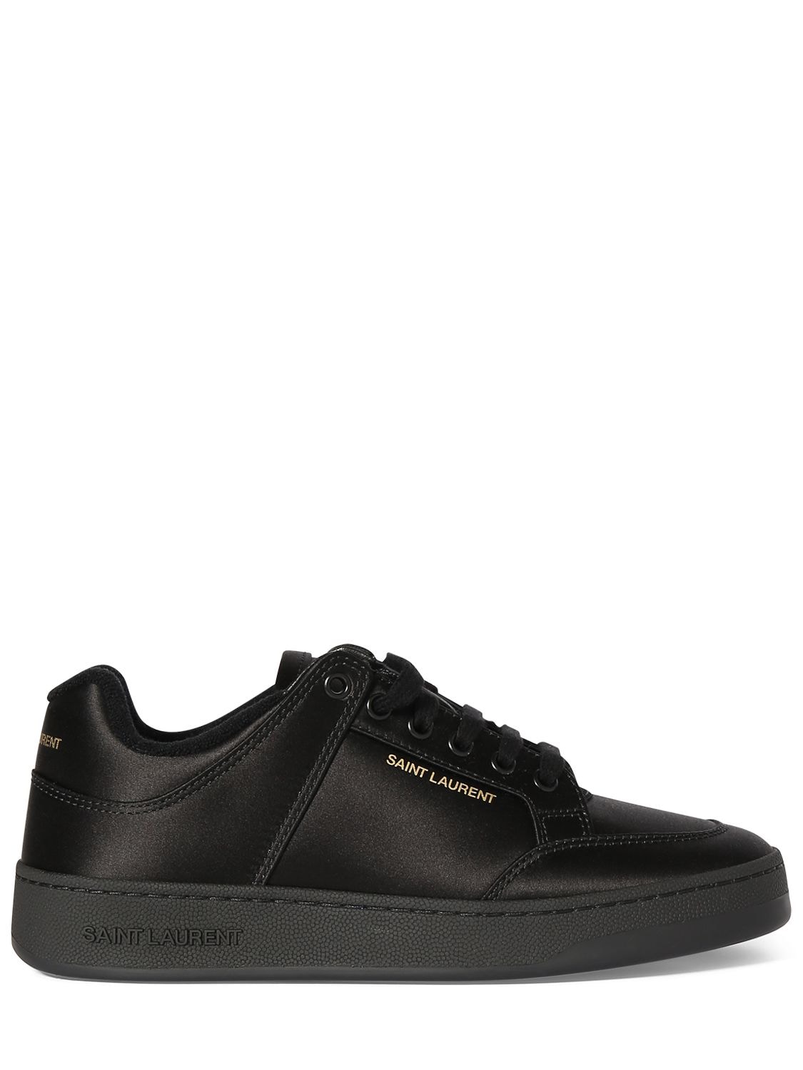 Saint Laurent Silk Low-top Court Sneakers In Black