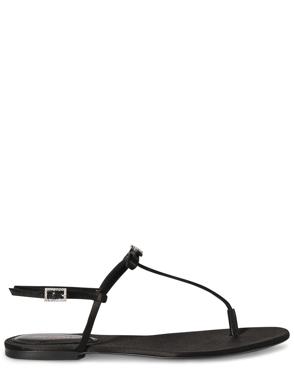 Shop Saint Laurent 10mm New Flat Viscose Blend Sandals In Black