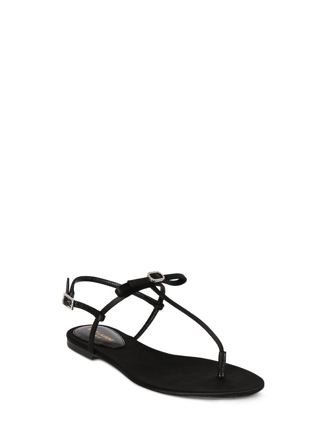 Shop Saint Laurent 10mm New Flat Viscose Blend Sandals In Black