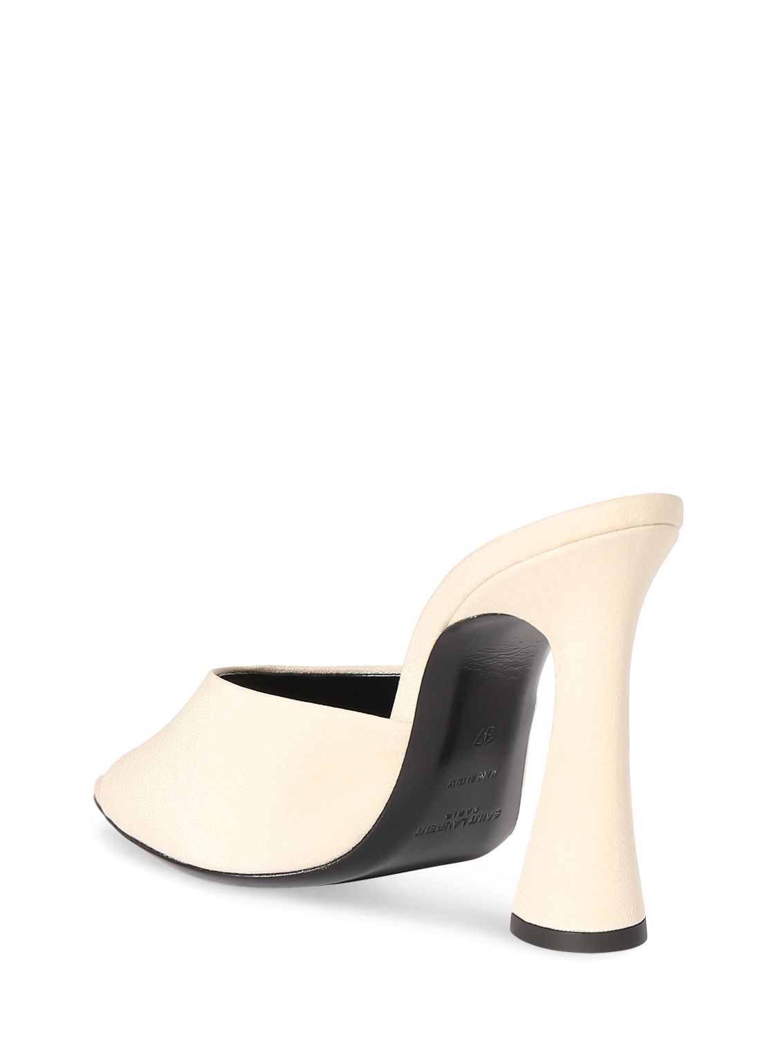 Shop Saint Laurent 105mm Suite Silk Mule Sandals In Pale Sand