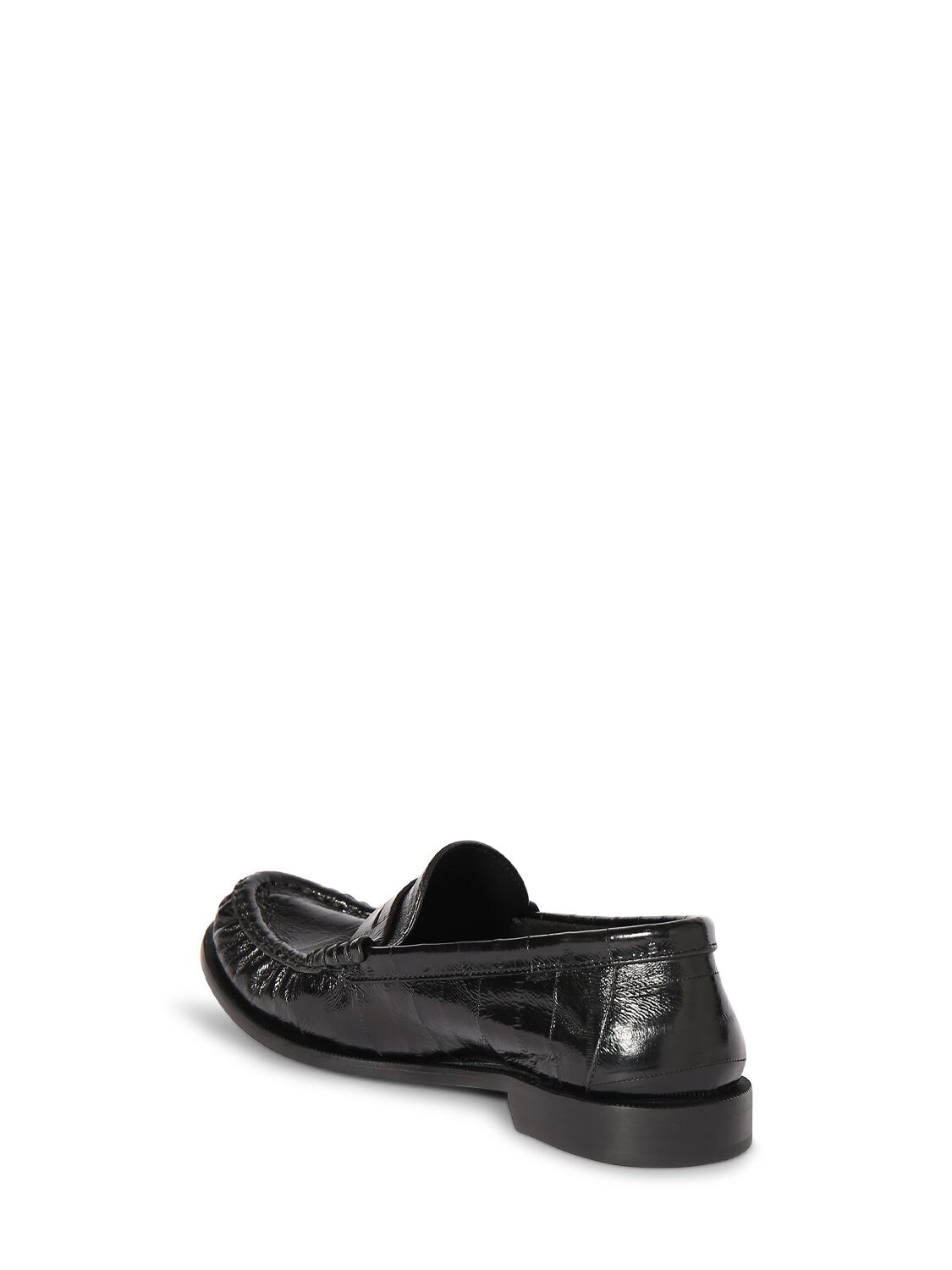 Shop Saint Laurent 15mm Le Loafer Eel Penny Slippers In Schwarz