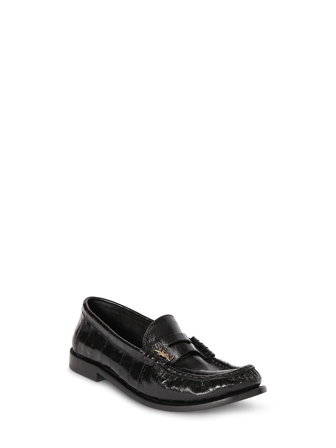 Shop Saint Laurent 15mm Le Loafer Eel Penny Slippers In Schwarz