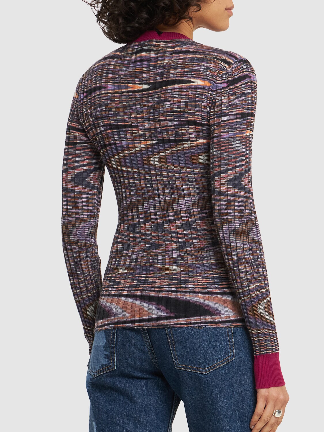 Shop Missoni Silk & Cashmere Knit Crewneck Sweater In Multicolor