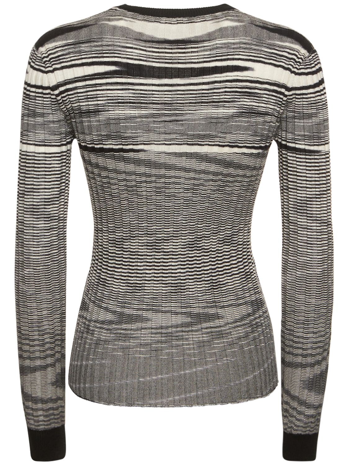 Shop Missoni Silk & Cashmere Knit Crewneck Sweater In Black,white