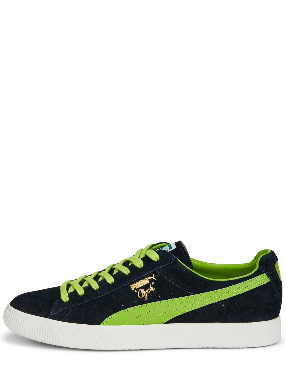 Shop Puma Clyde Clydezilla Mij Sneakers In Navy,lime