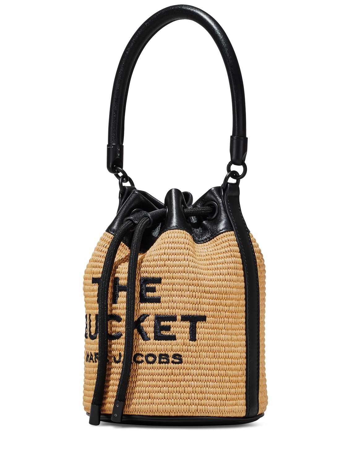 Shop Marc Jacobs The Bucket Raffia Effect Bag In Natural