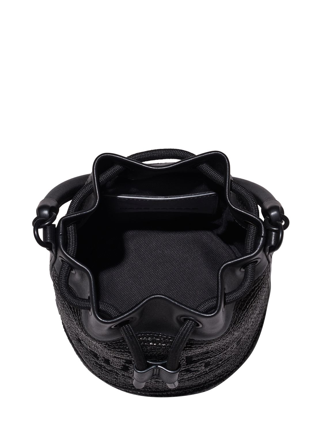 Shop Marc Jacobs The Bucket Raffia Effect Bag In Black