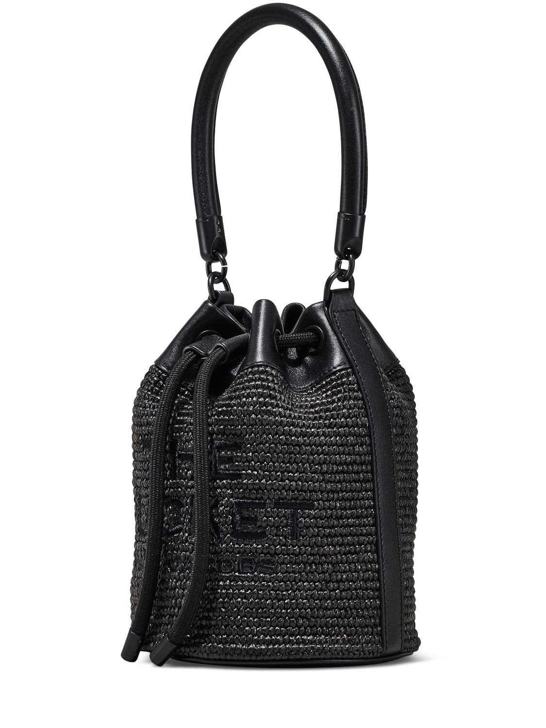 Shop Marc Jacobs The Bucket Raffia Effect Bag In Black