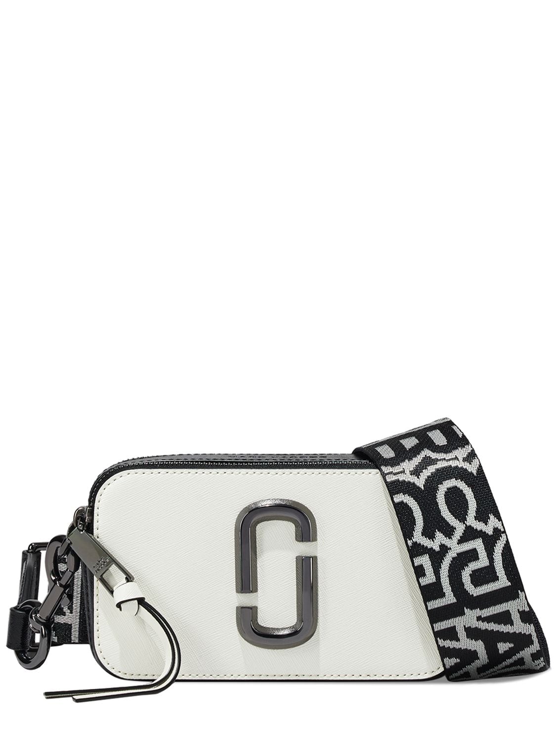 Marc Jacobs The Snapshot Leather Shoulder Bag In Black,white