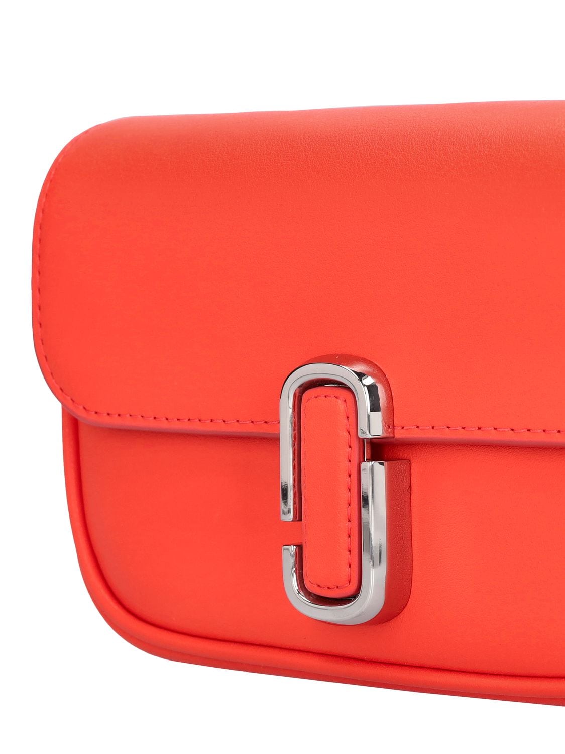 Shop Marc Jacobs The Mini J Marc Leather Shoulder Bag In Electric Orange