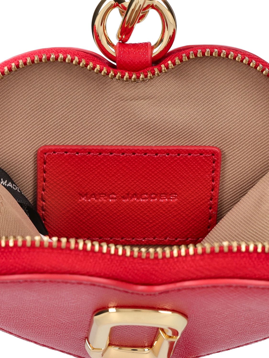 Shop Marc Jacobs The Heart Leather Pouch In True Red