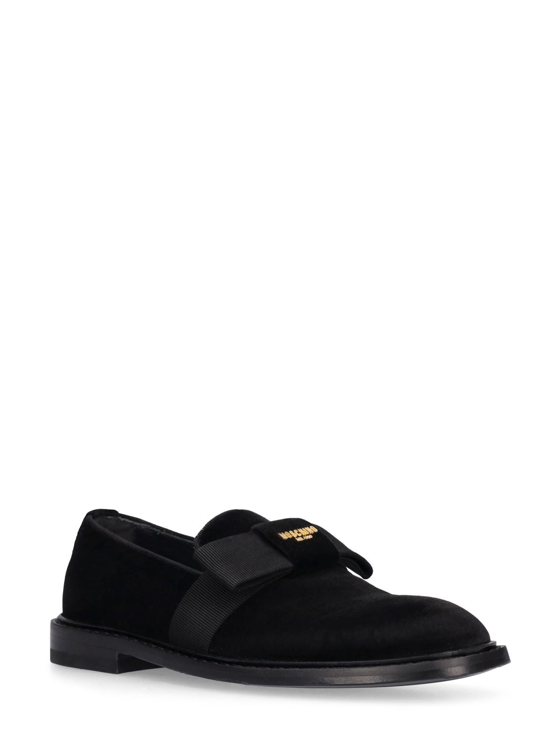 Shop Moschino 25mm Slippers Velvet Loafers In Black