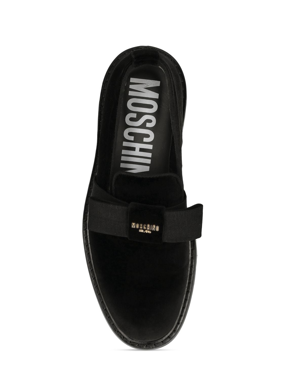 Shop Moschino 25mm Slippers Velvet Loafers In Black