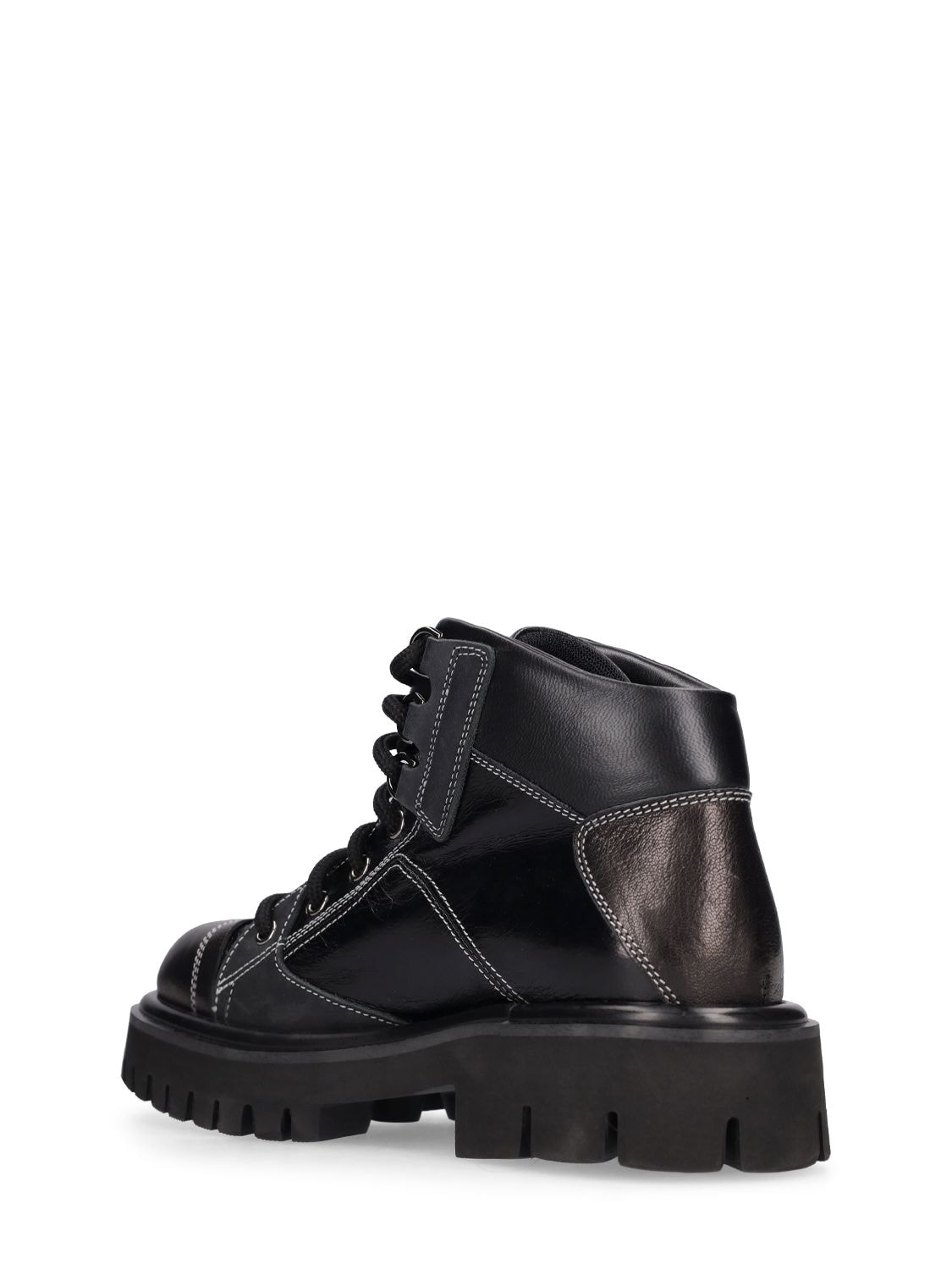 Shop Moschino 40mm Combat Sole Leather Hiking Boots In Black