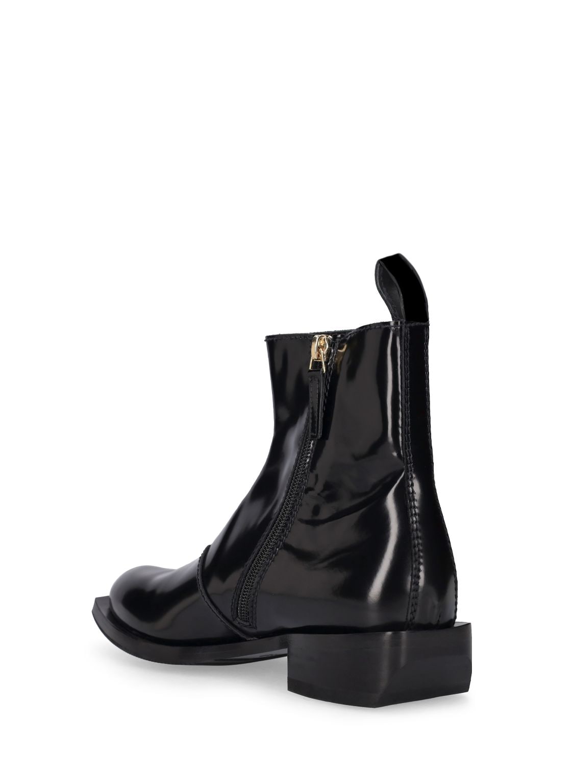 Shop Moschino 40mm Texas Brushed Leather Boots In Black