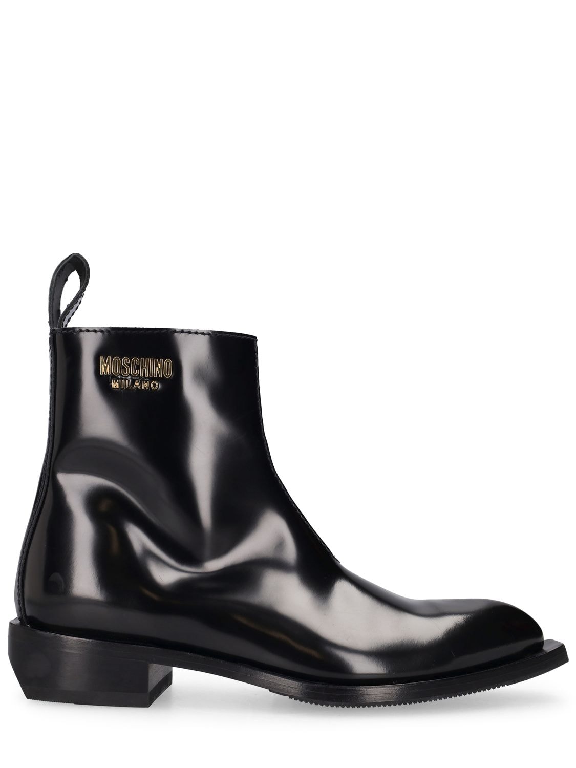 Moschino 40mm Texas Brushed Leather Boots In Black