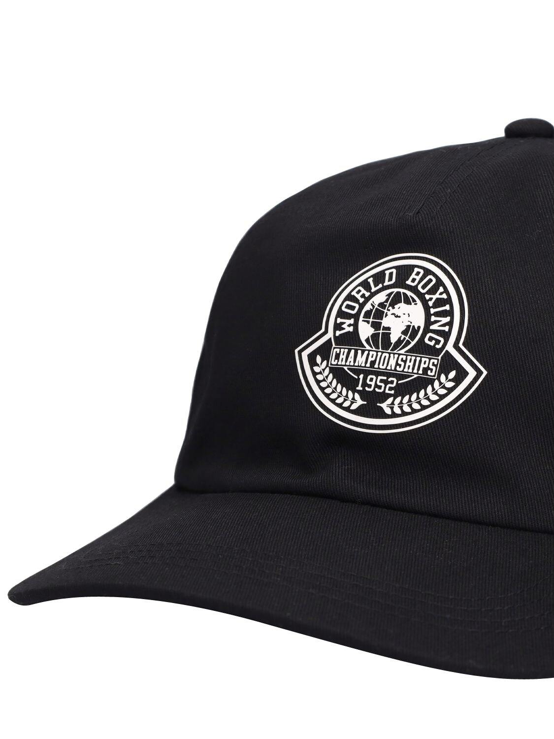 Shop Moncler Logo Cotton Gabardine Cap In Black
