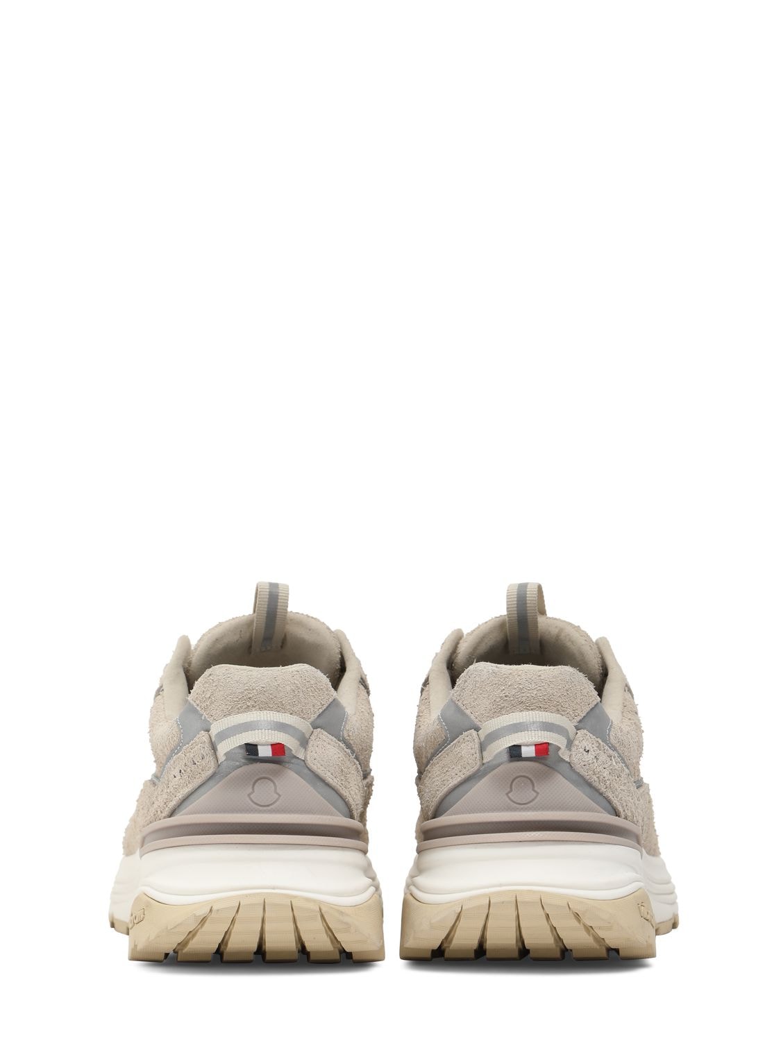 Shop Moncler Lite Leather Runner Sneakers In Beige