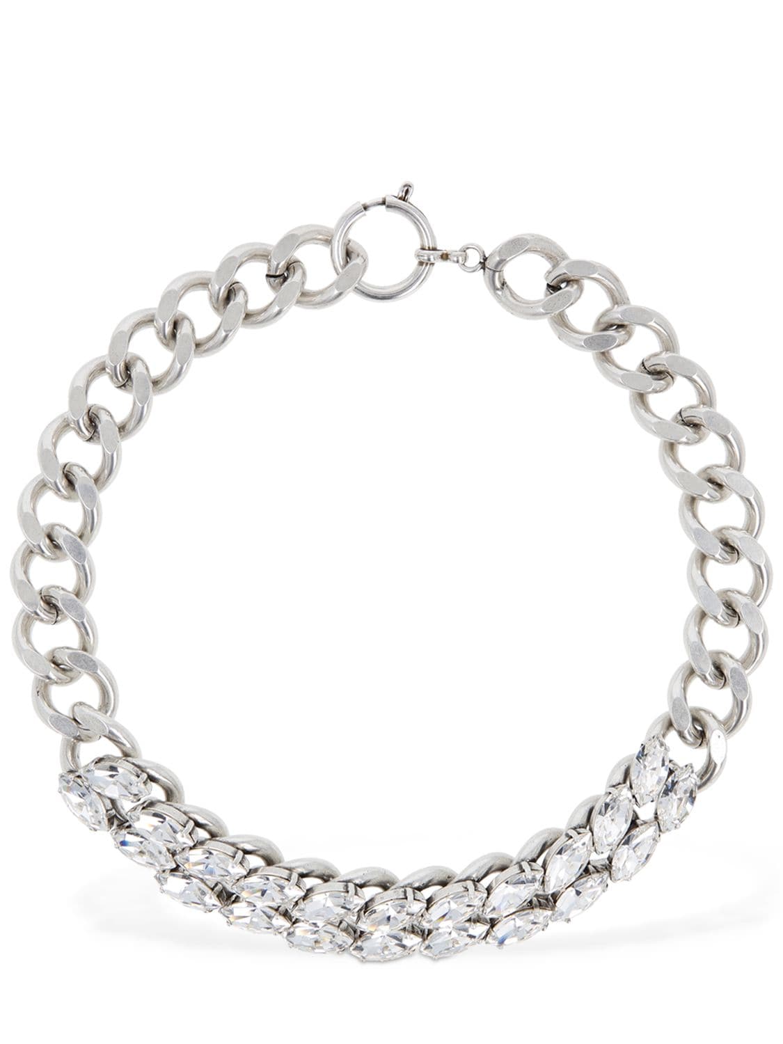 Shop Isabel Marant The Embrace Crystal Collar Necklace In Silver