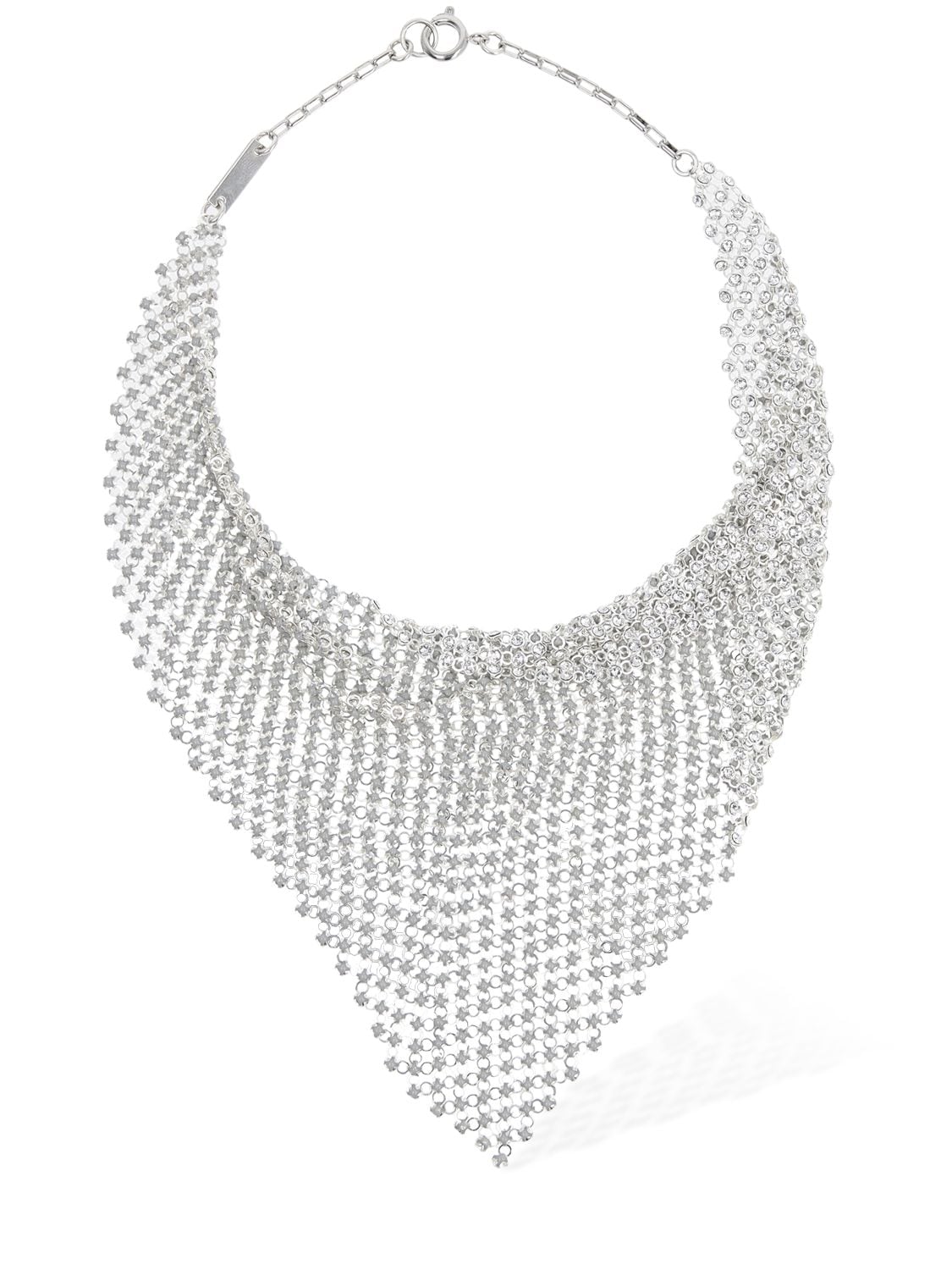 Isabel Marant Dazzling Crystal Scarf Necklace In Silver