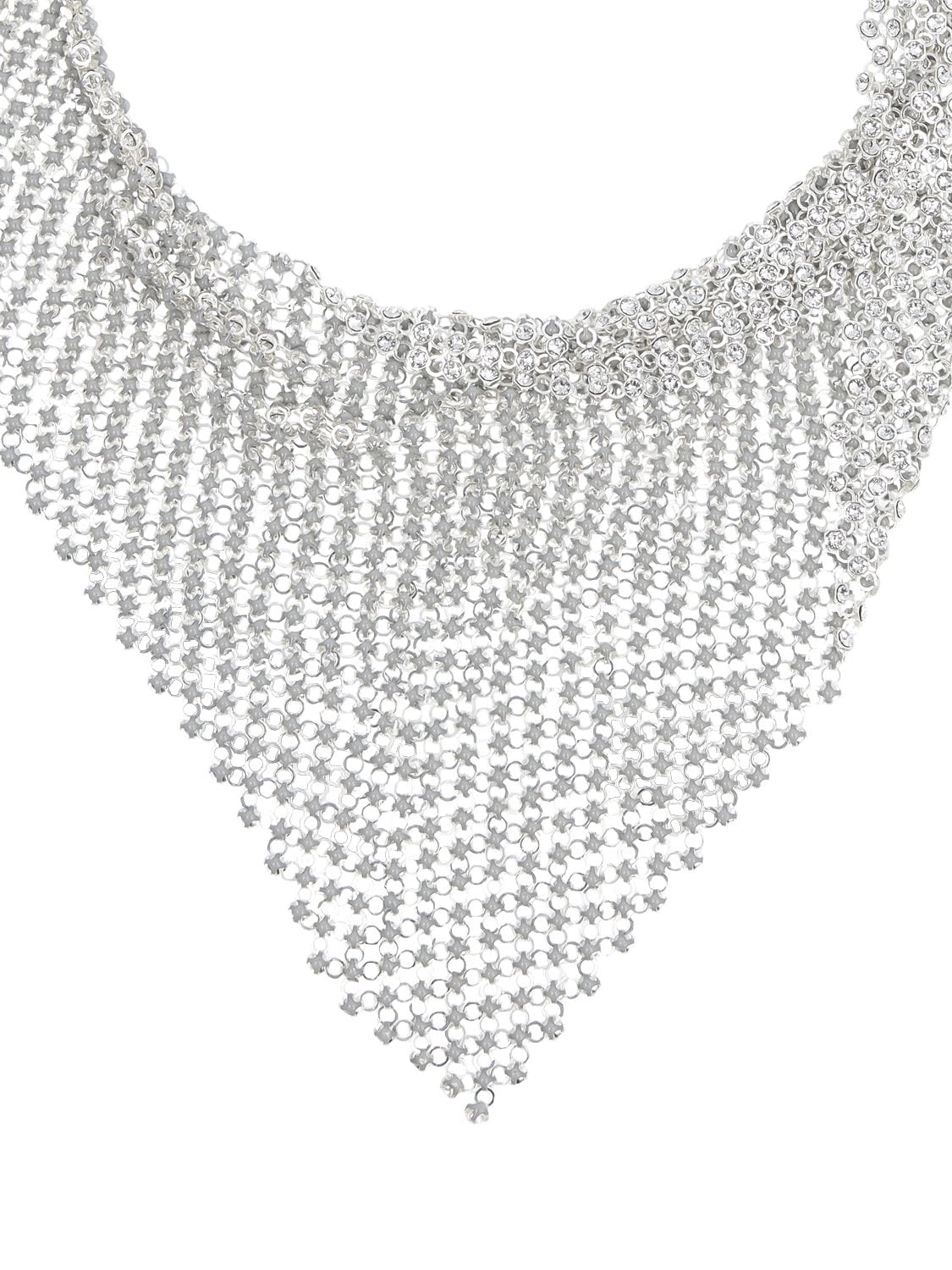 Shop Isabel Marant Dazzling Crystal Scarf Necklace In Silver