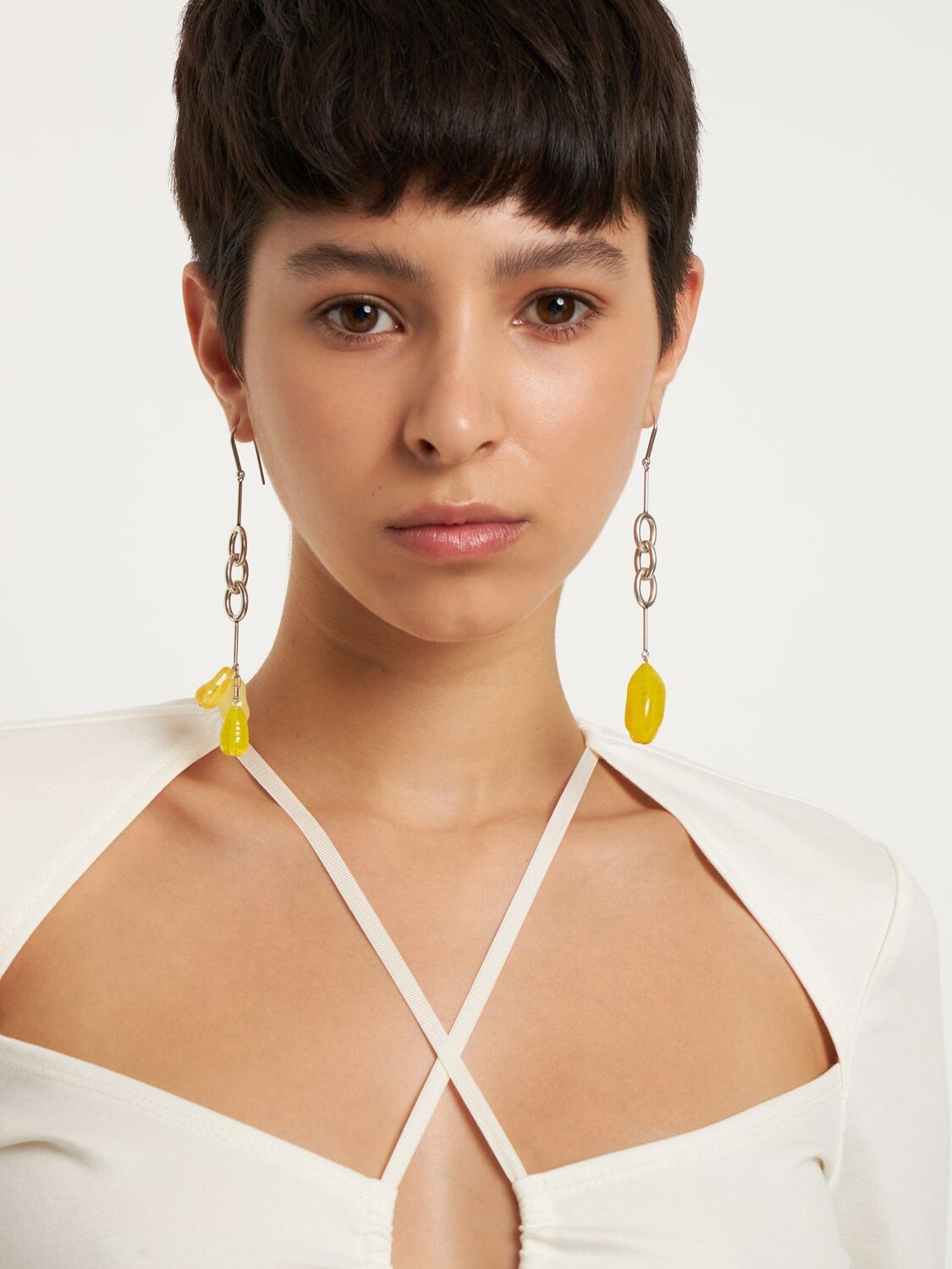 Shop Isabel Marant Delightful Mismatched Pendant Earrings In Yellow,silver