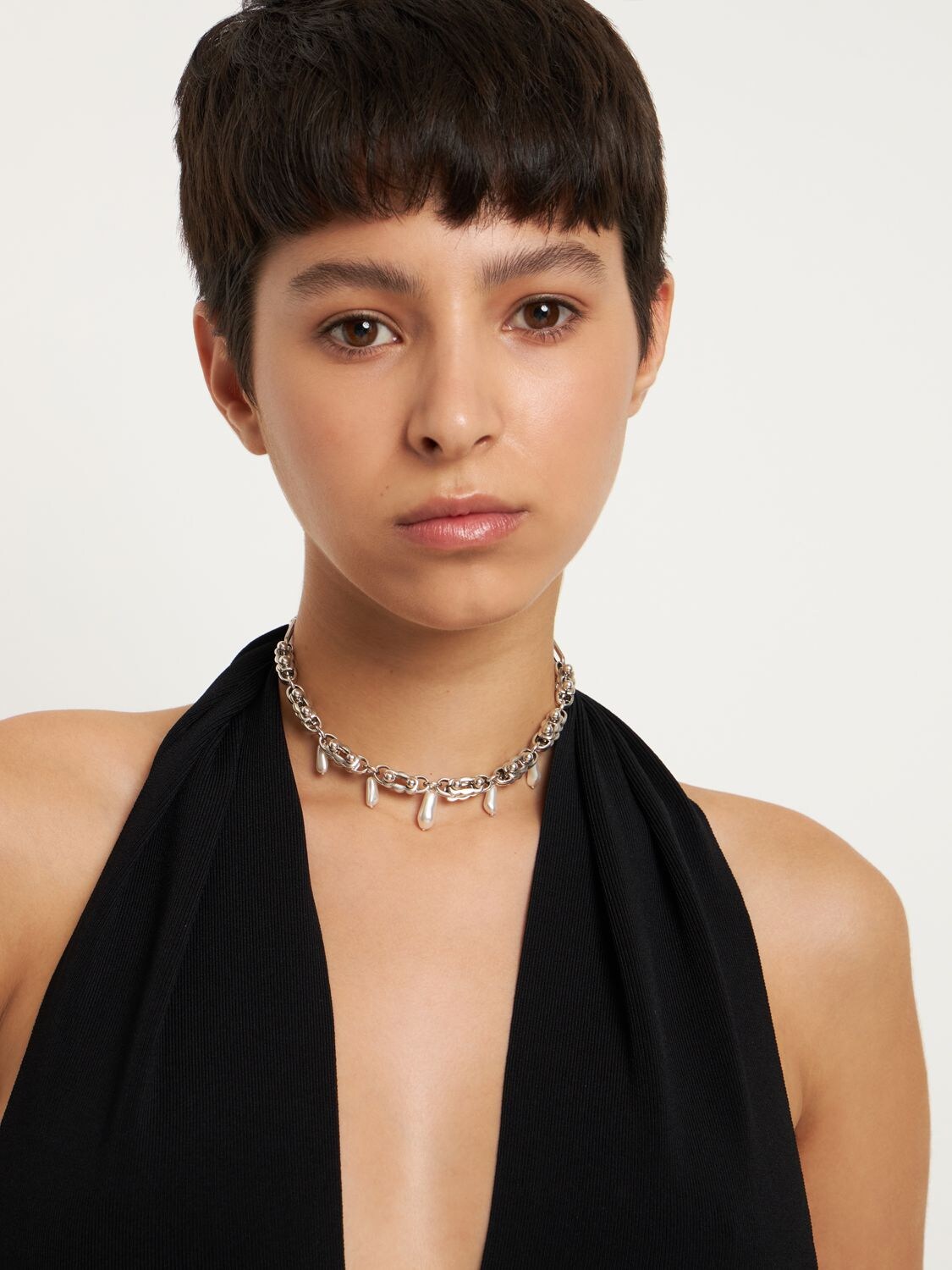 Shop Isabel Marant Charming Collar Necklace In Silver,white