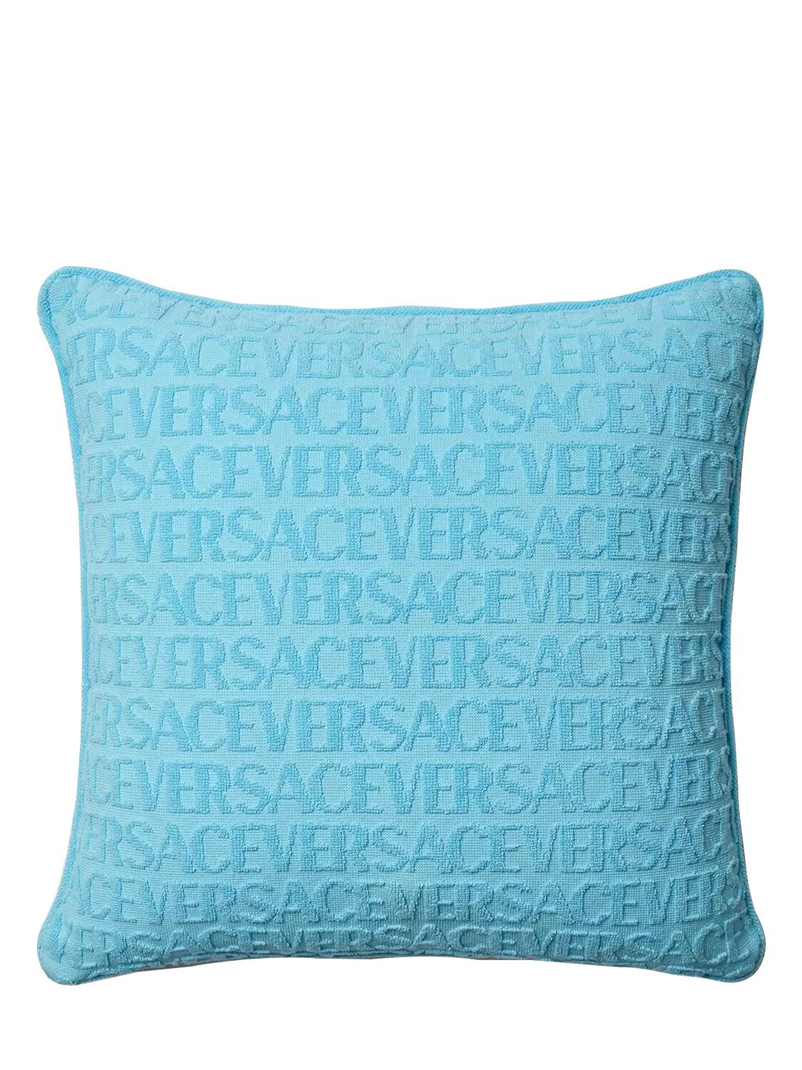 Shop Versace La Vacanza Cushion In Azur,multi