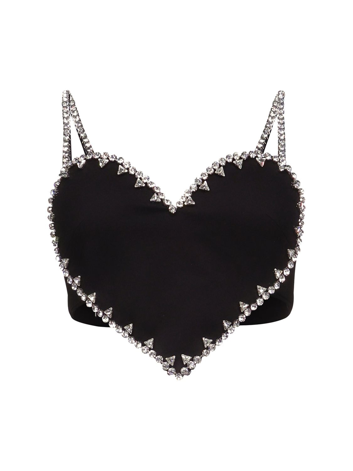 Shop Area Embellished Heart-shape Crop Top In Black