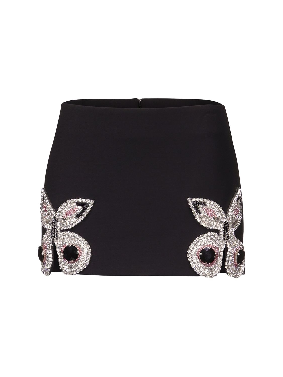 Shop Area Butterfly Embellished Wool Mini Skirt In Black